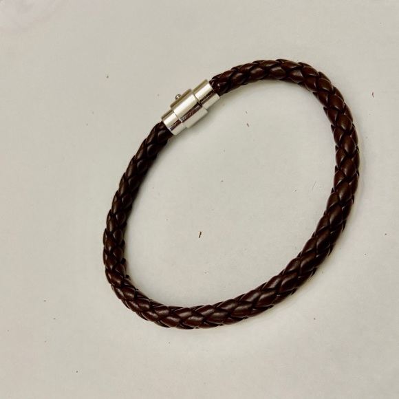 Brown Braided Leather Bracelet with Padlock Charm - Picture 7 of 12
